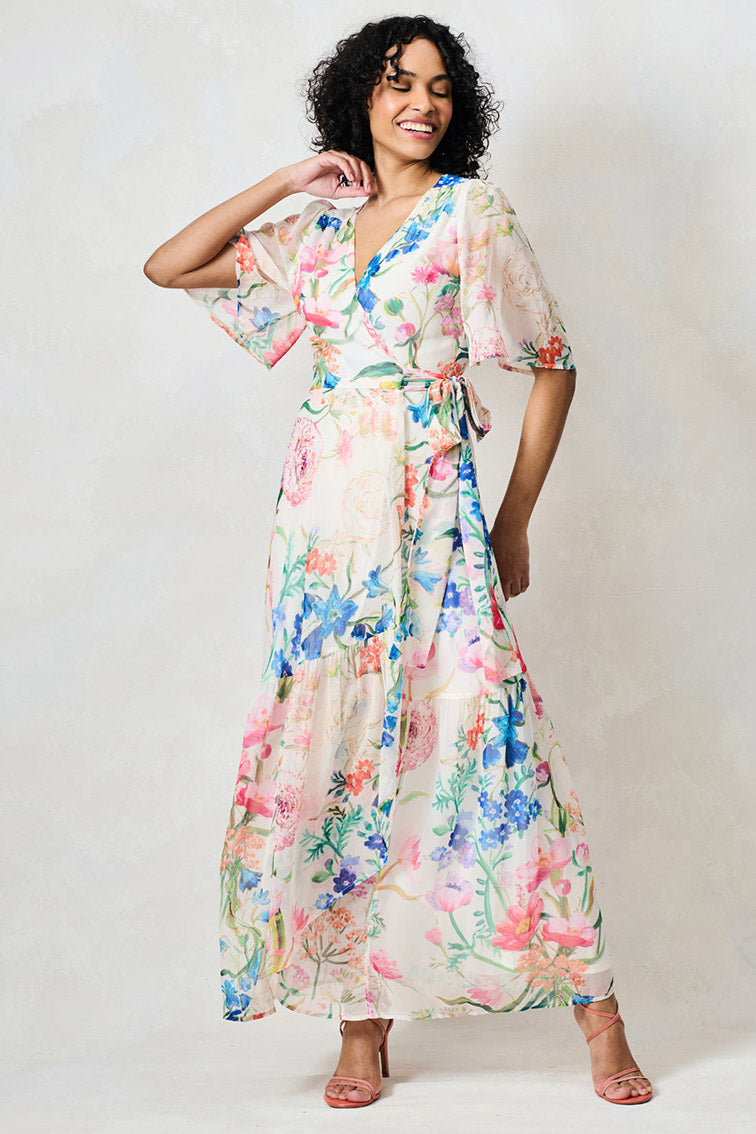 Hope & Ivy Michelle Floral A Line Wrap Dress