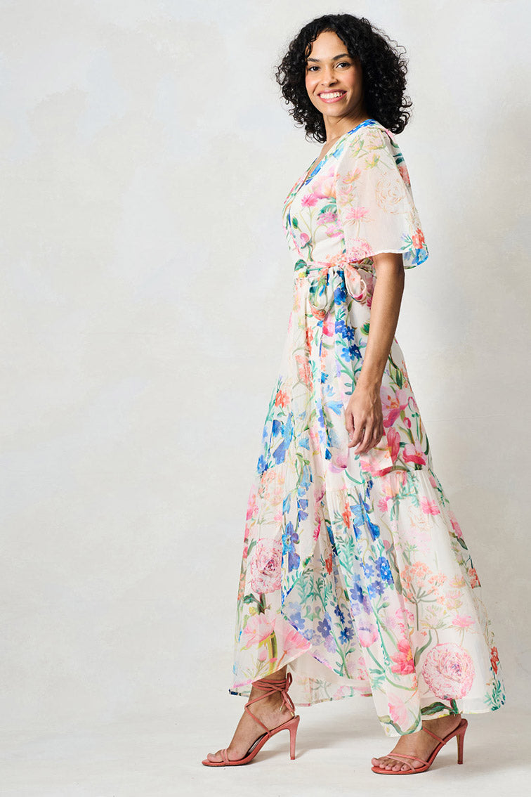 Hope & Ivy Michelle Floral A Line Wrap Dress