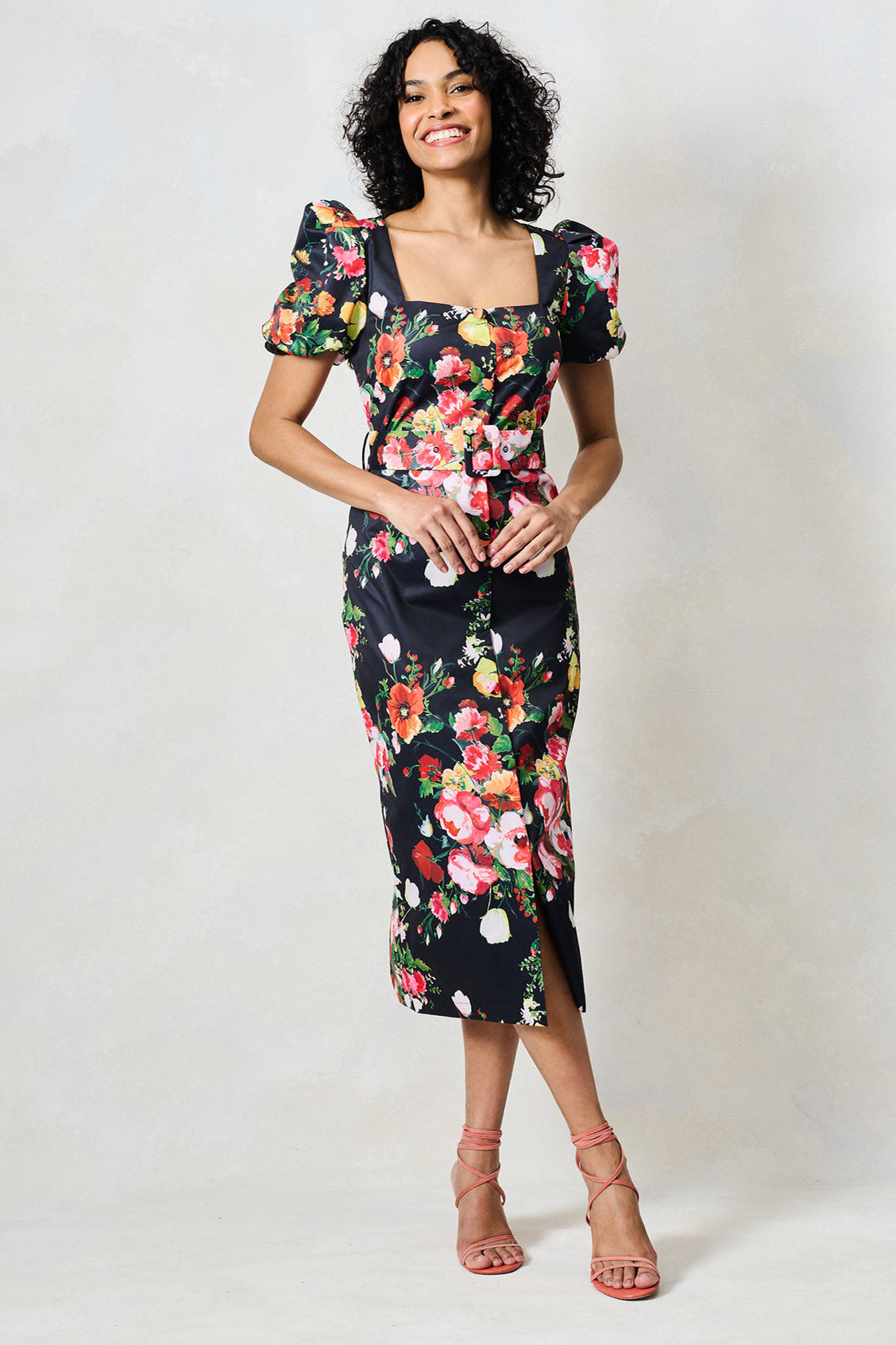 Hope & Ivy Trisha Midi Floral Pencil Dress