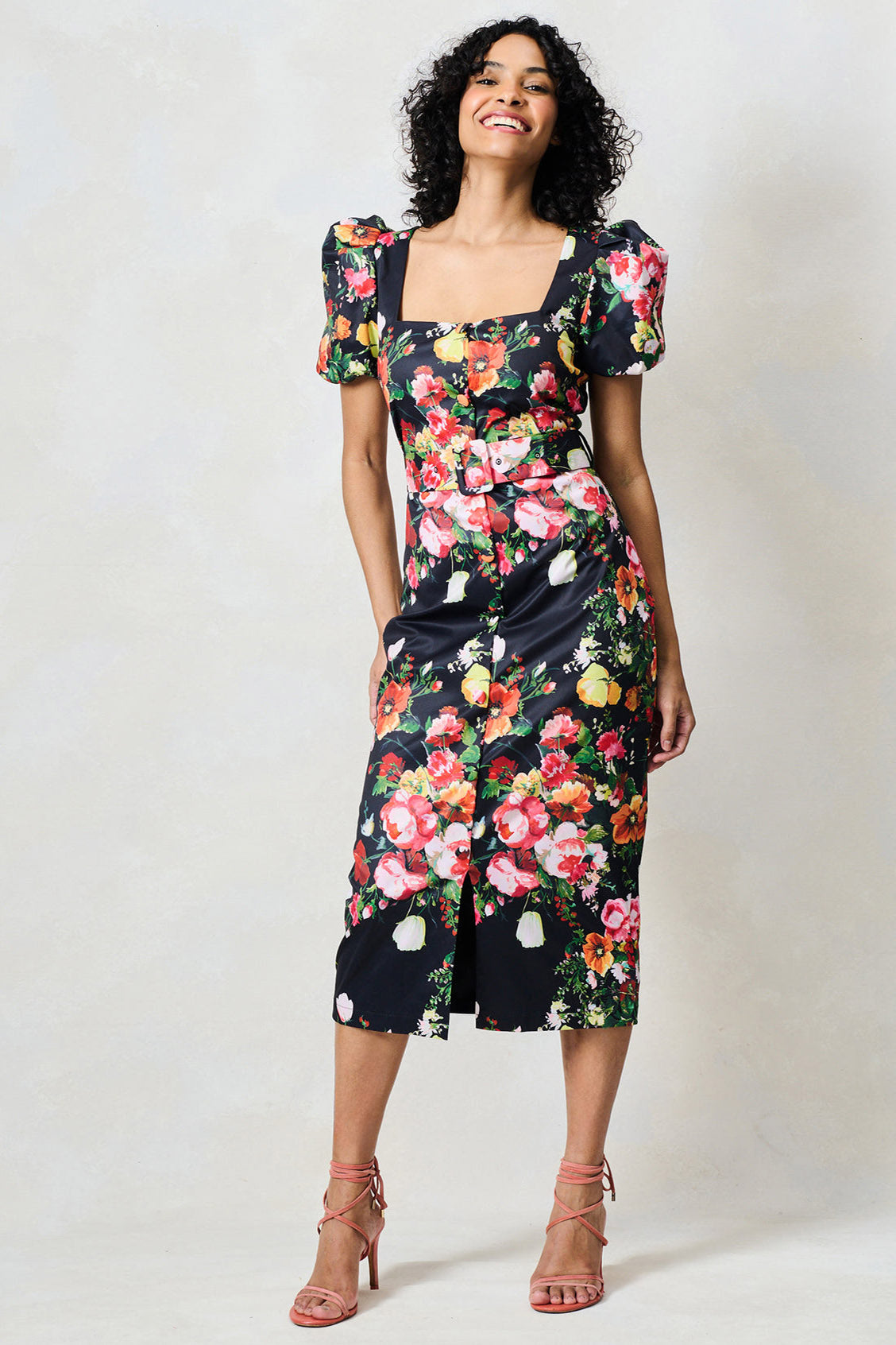 Hope & Ivy Trisha Midi Floral Pencil Dress