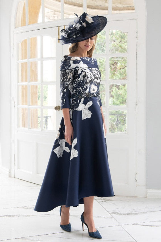 Irresistible 8832 Navy Dipped Hem A Line Dress