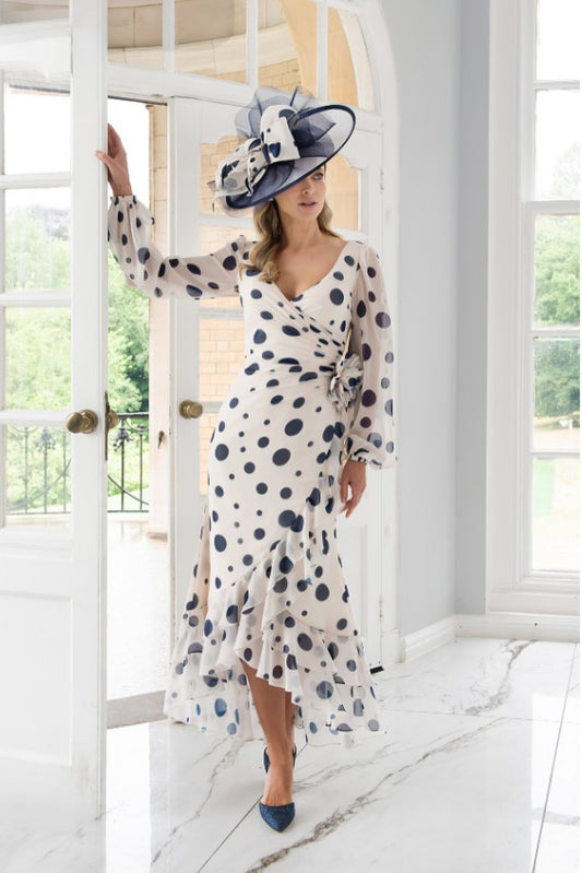 Irresistible 8838 Ivory/Navy Spot Dress for the mother of the bride