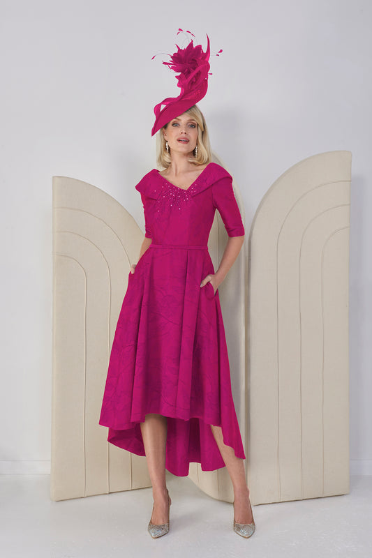 John Charles 28026 A-Line Fuchsia Dress