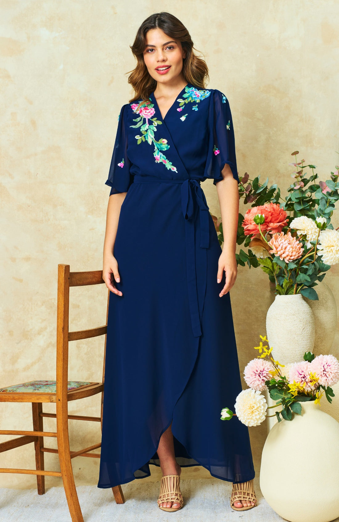 Hope & Ivy 8967 Jillian Dress Navy Dress With Tie Waist