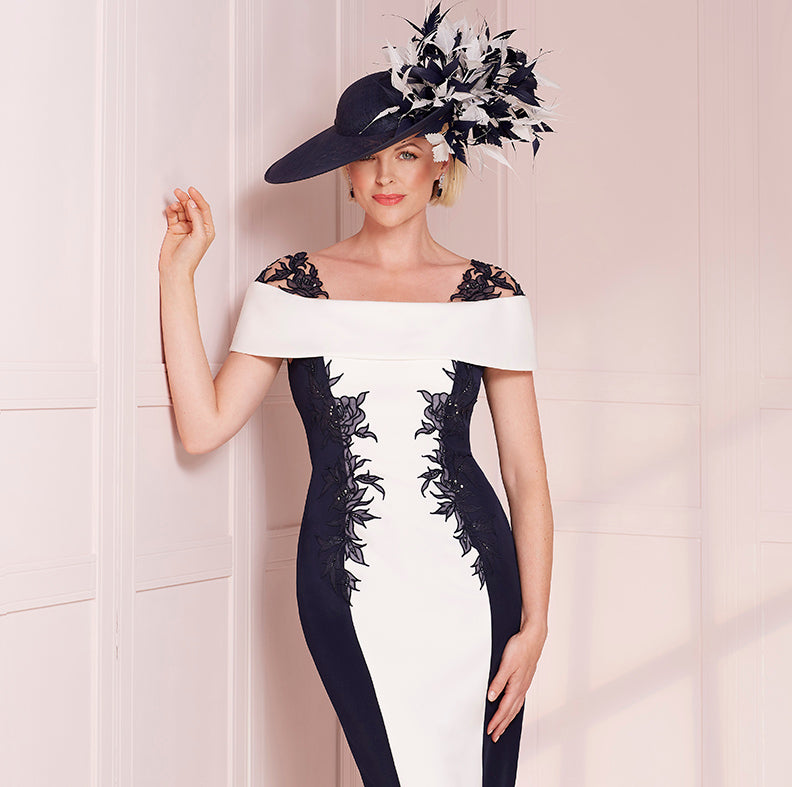 John Charles 29116 Navy/Ivory mother of the bride  Dress