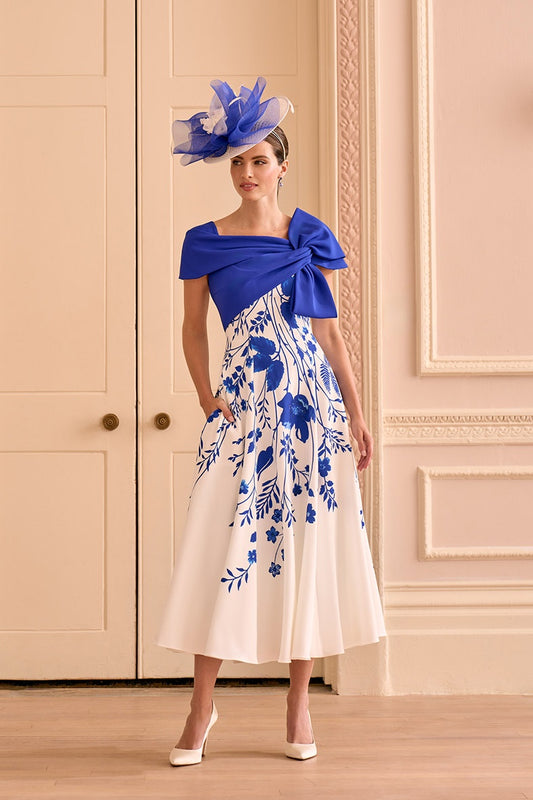 John Charles 66664 Cobalt ivory dress