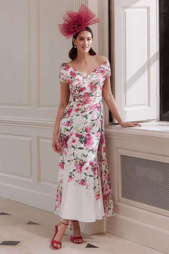 John Charles 66743 Spring Floral Midi  Dress for the mother of the bride