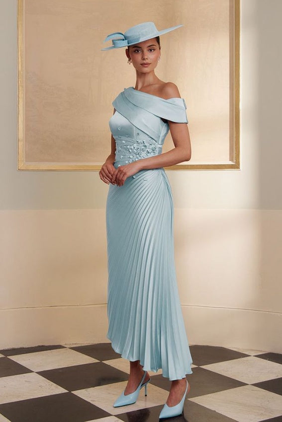 John Charles 66830B Sea Breeze Pleated & Embellished Dress