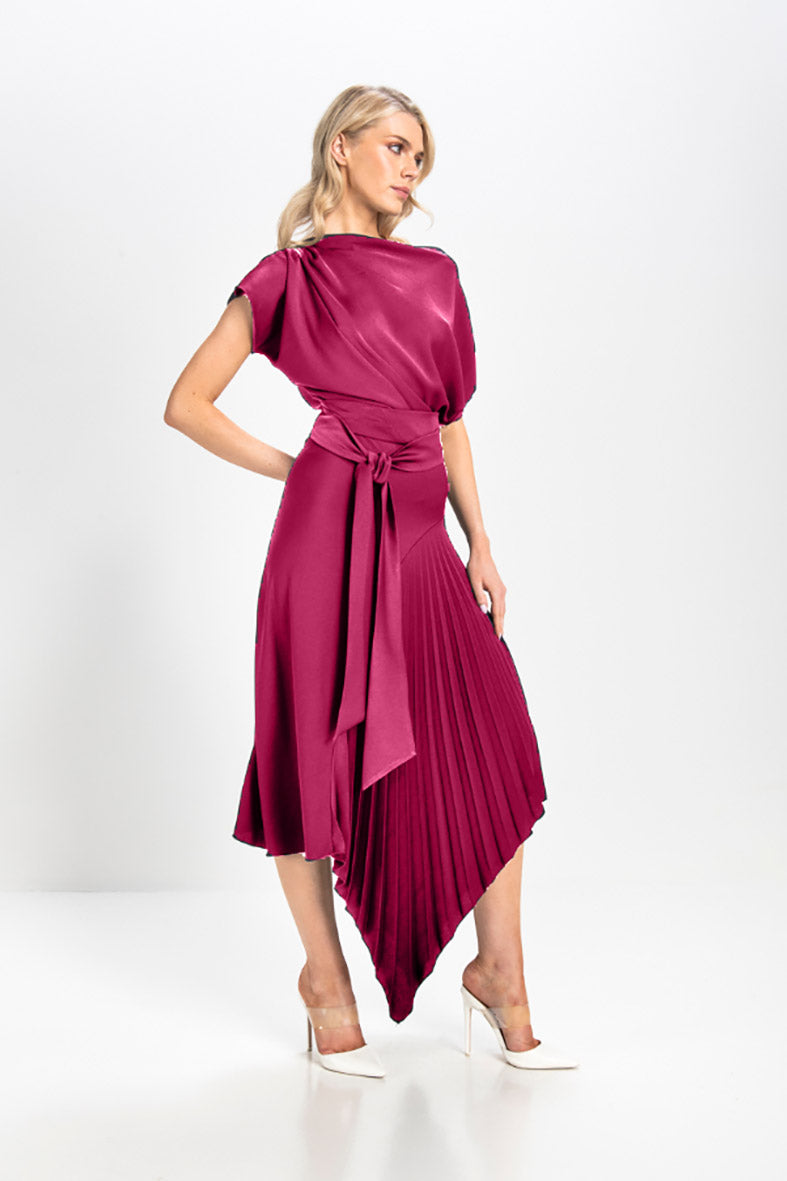 Kevan Jon Mila Dusty Rose Pleat Dress