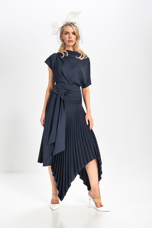 Kevan Jon Mila Navy Pleat Dress