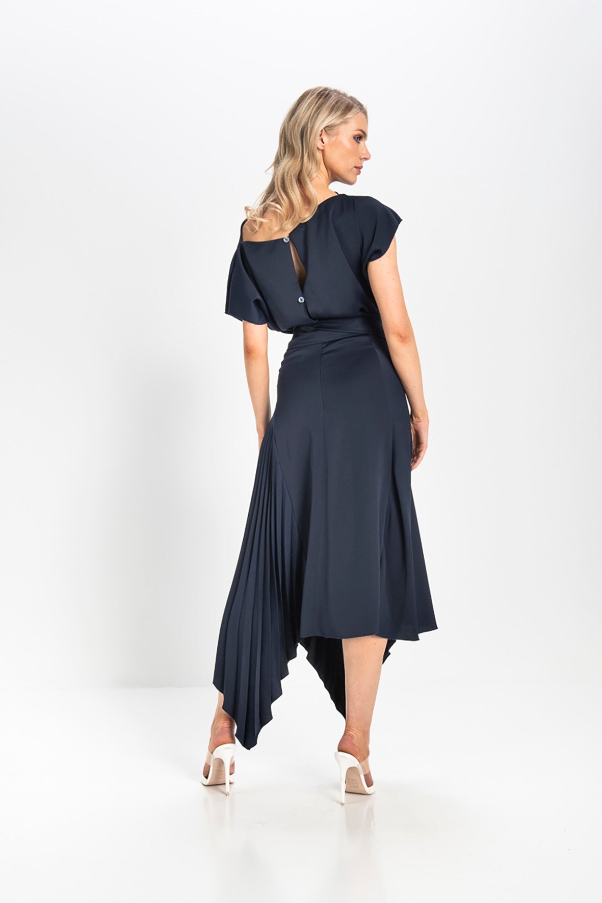 Kevan Jon Mila Navy Pleat Dress