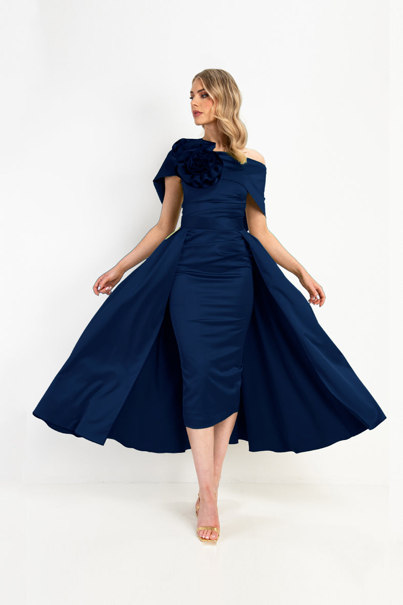 Kevan Jon Navy Kris Bardot Dress & Overskirt