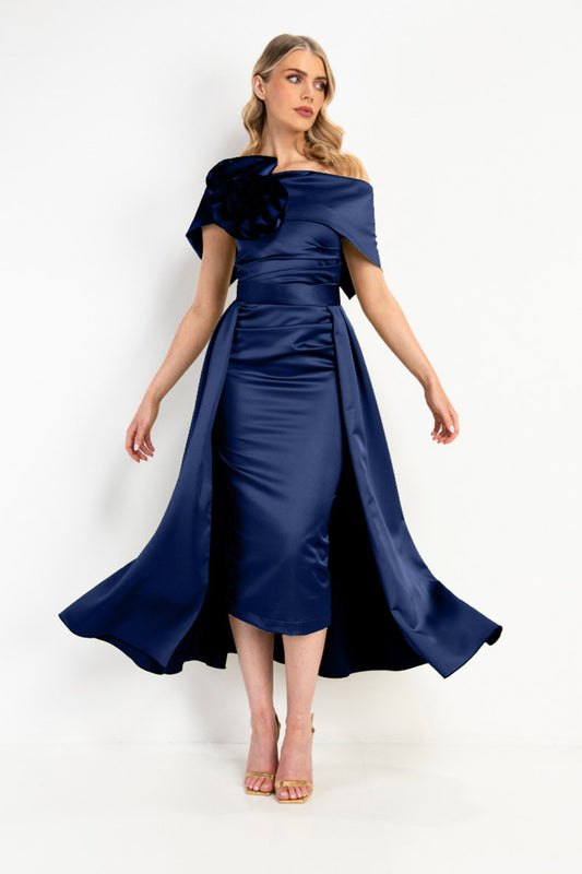Kevan Jon Navy Kris Bardot Dress & Overskirt