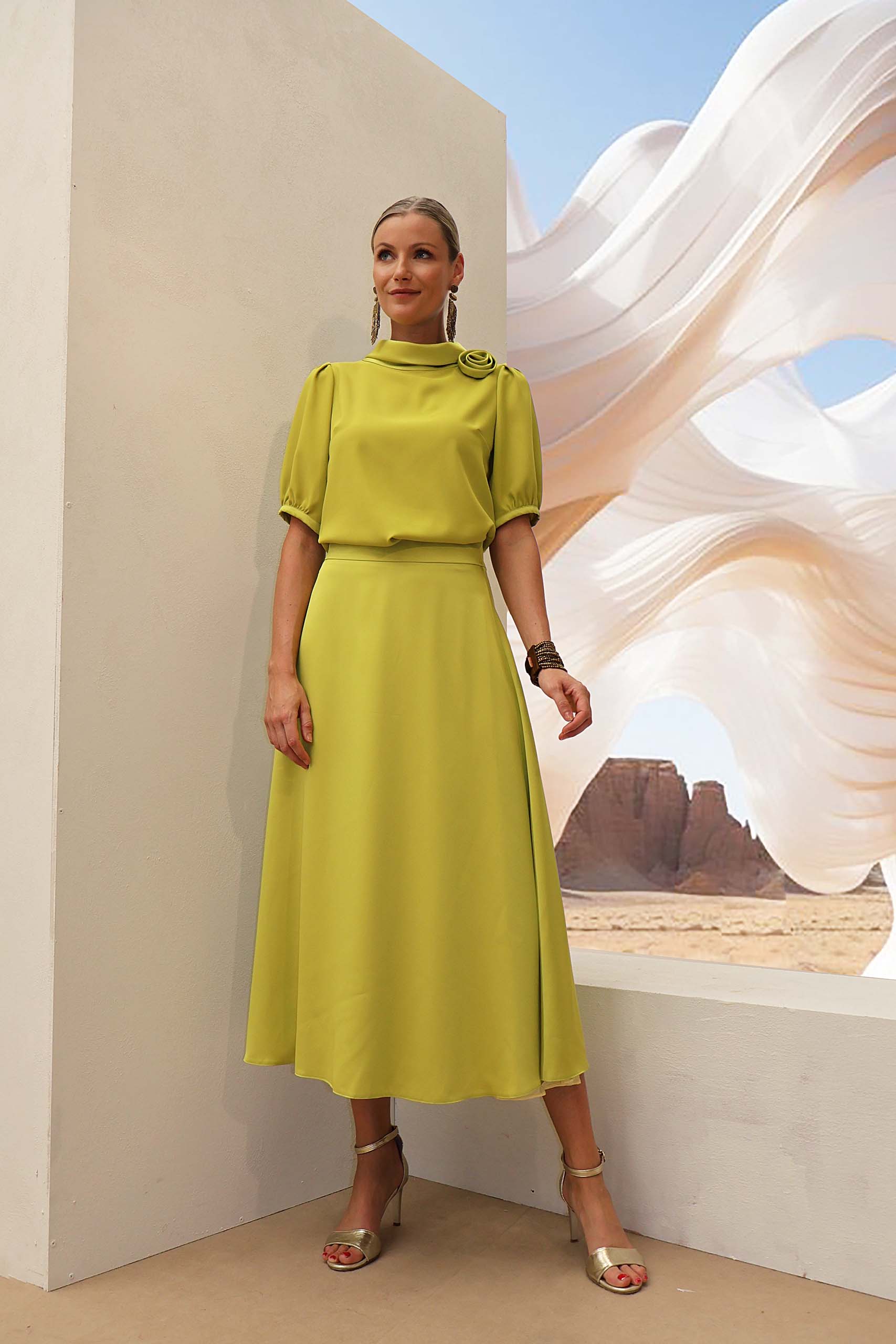 Linea Raffaelli 429 Soft Lime A Line Skirt & Bodice