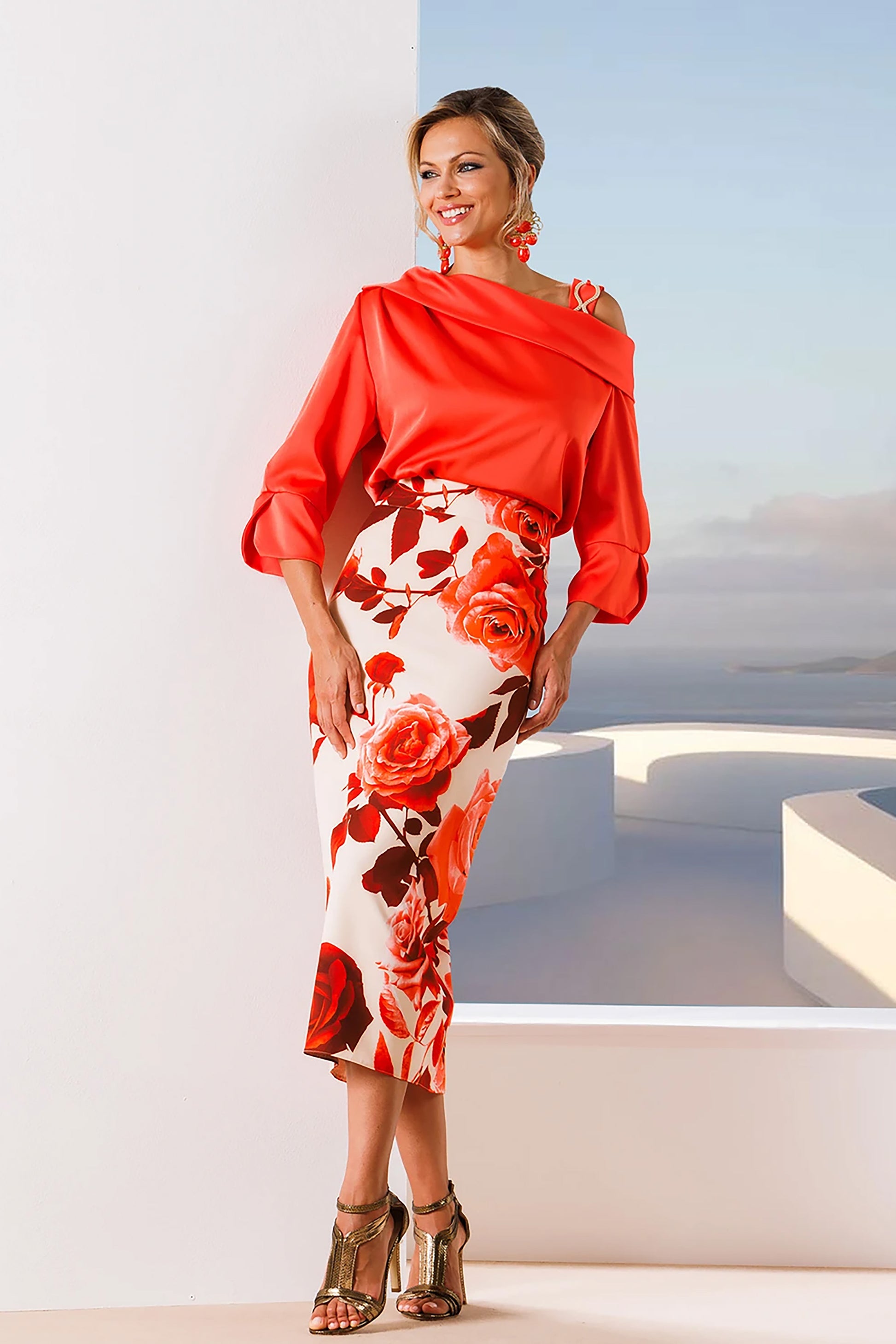 Linea Raffaelli 530/550 Orange And Red Dress & Blouse