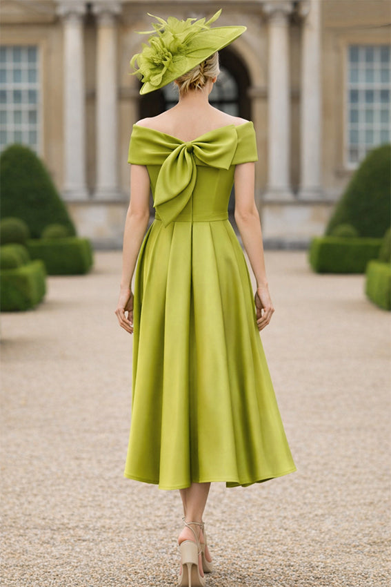 Labella 3426 Lime Green A Line  mother of the bride dress With Bows