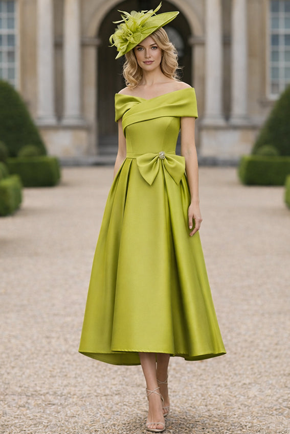 Labella 3426 Lime Green A Line  mother of the bride dress With Bows