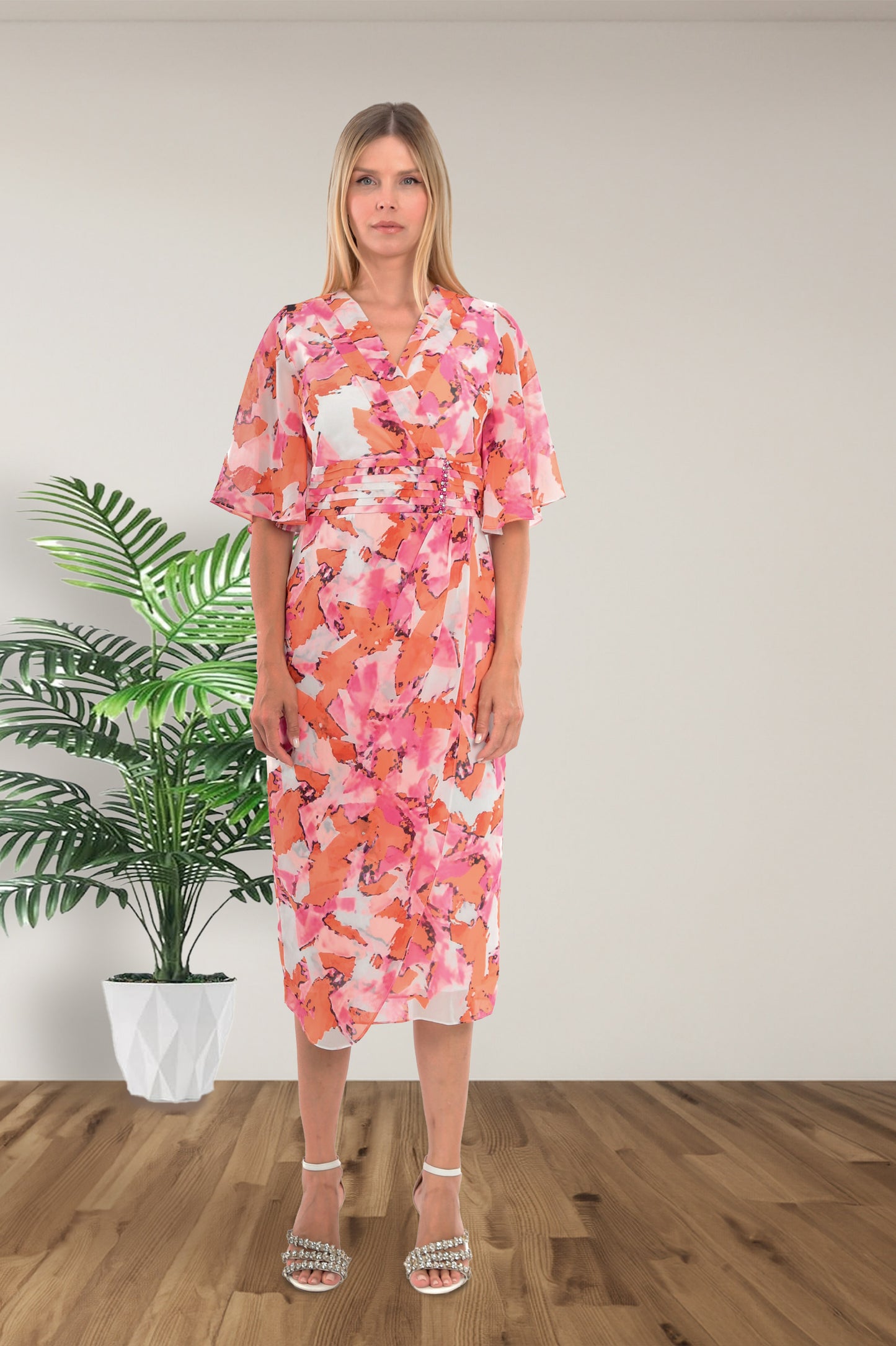 Lizabella 2027 Apricot Patterned Dress