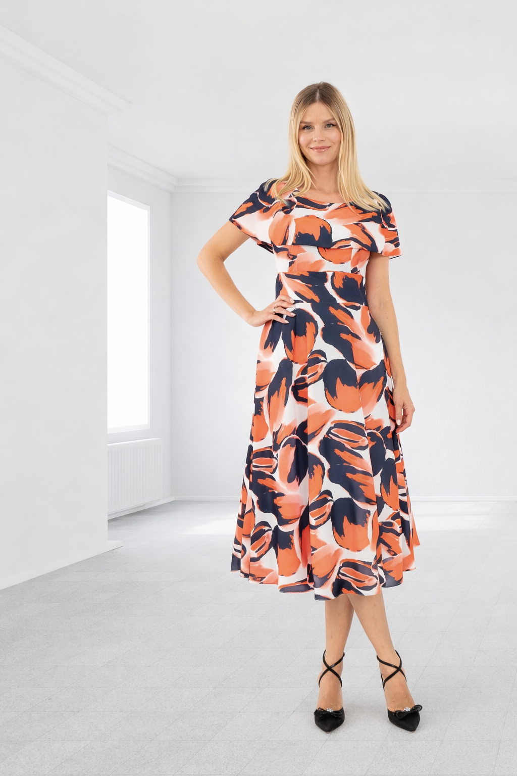 Lizabella 2039 Apricot Patterned Dress