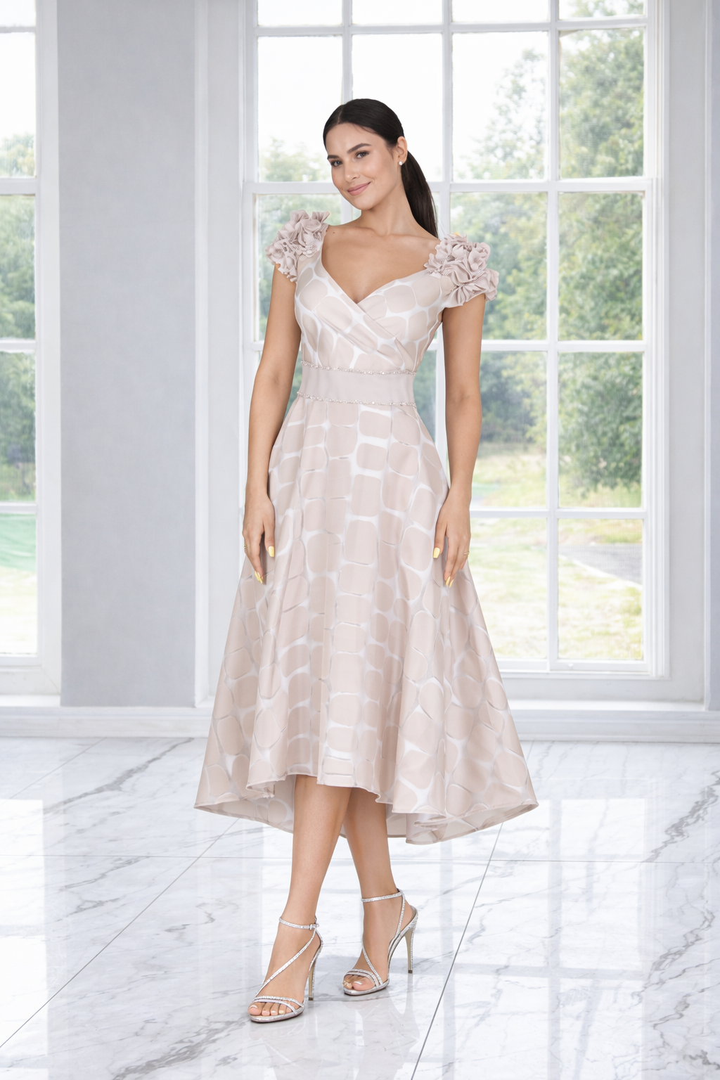 Lizabella 2389 Oyster Patterned A Line mother of the bride dress