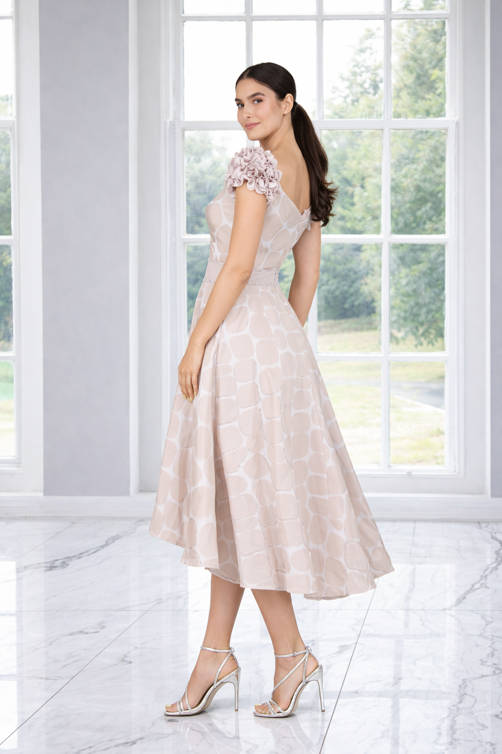 Lizabella 2389 Oyster Patterned A Line mother of the bride dress