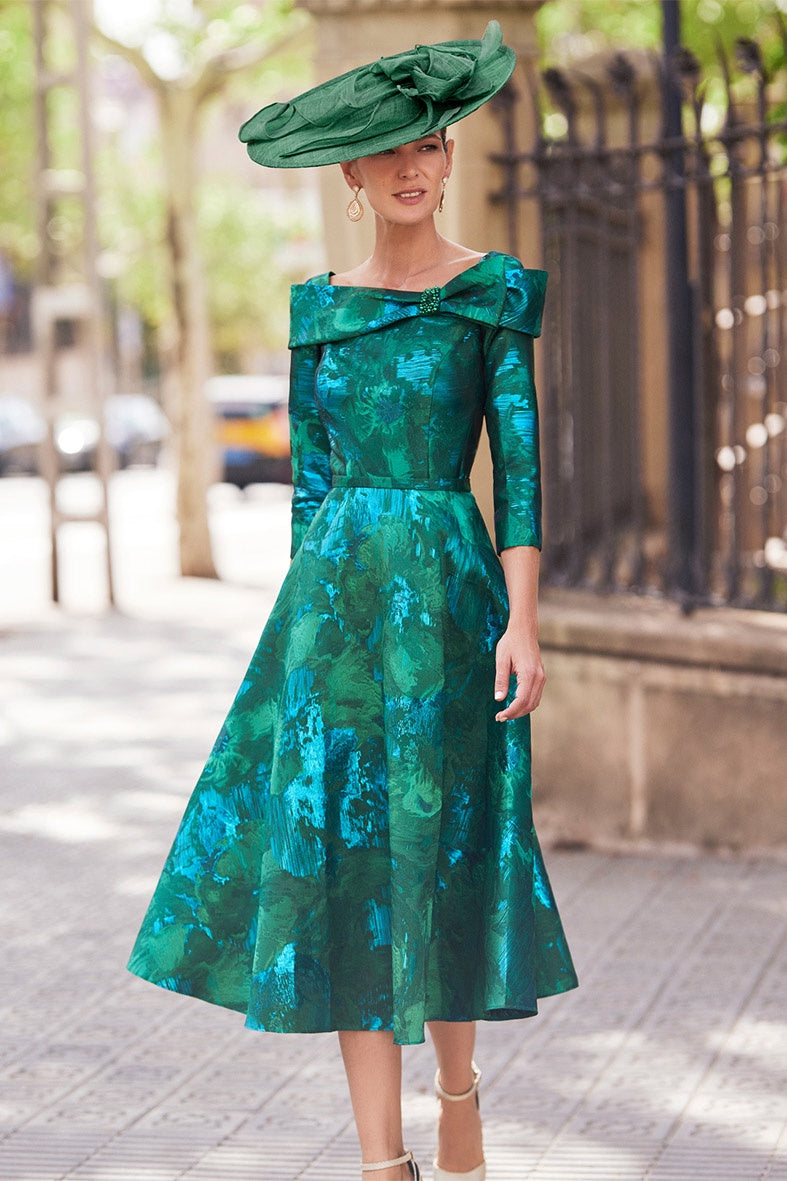Rosa Clará 8G1L3 Green A Line mother of the bride Dress