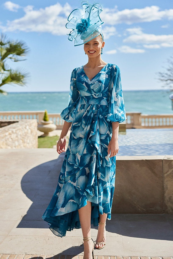 Rosa Clará 9G1E1 Petrol Blue A Line Mother Of The Bride Dress
