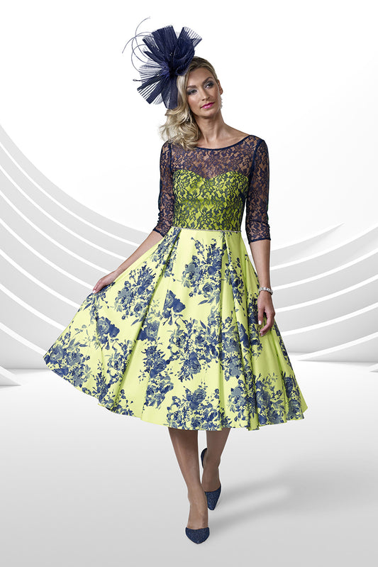 Veromia Occasions 9178 Navy & Lime A Line Dress