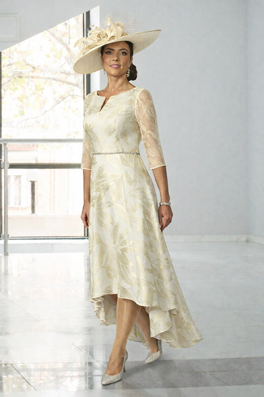 Veromia Occasions 2937 Gold Patterned A Line Dress