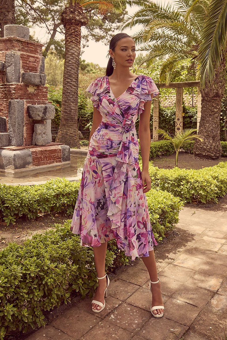 Veni Infantino 36113 Pink Patterned Mother Of The Bride Dress