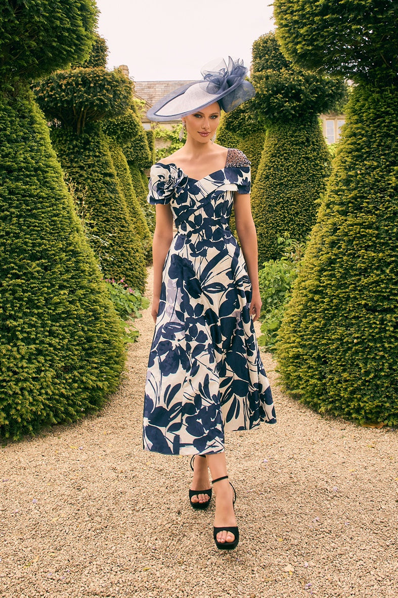 Veni Infantino 992764 Navy Ivory Patterned A Line Dress