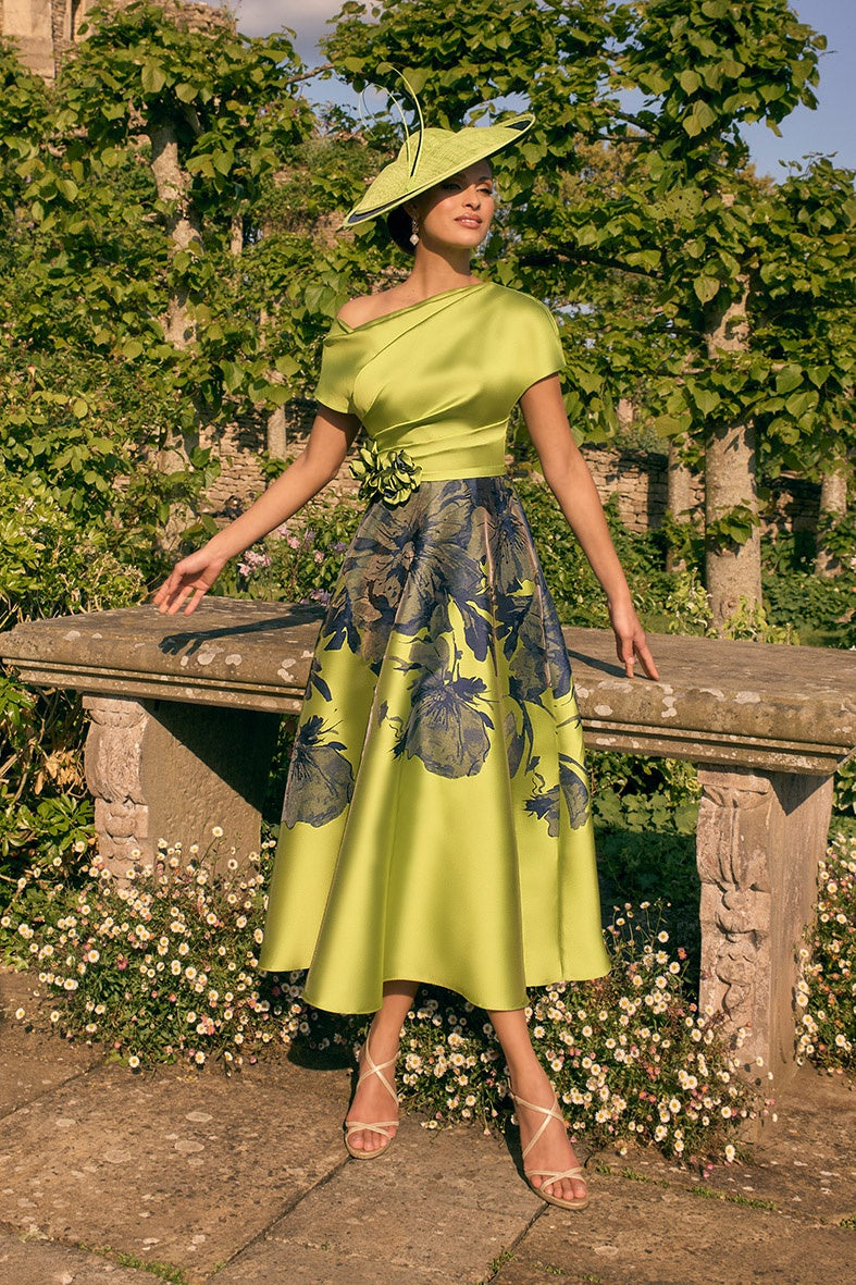 Veni Infantino 992773 Lime Navy Print A Line Dress