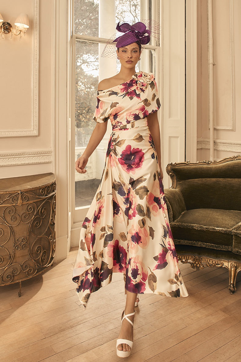 Veni Infantino 992827 Champagne Merlot Print A Line Mother Of The Bride Dress