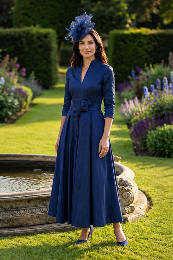 Veromia Occasions 3147 Navy Blue A Line Mother Of The Bride Dress