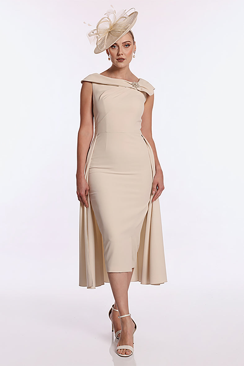 Labella 3330 Champagne Dress With Overskirt