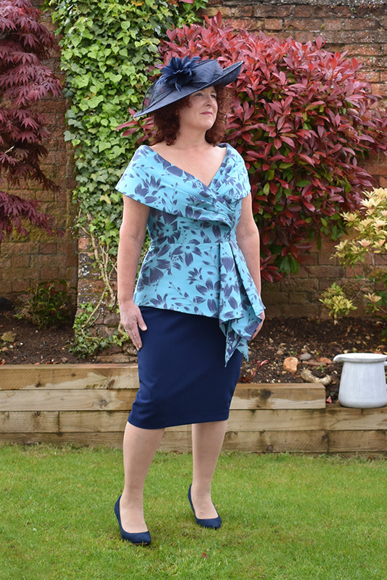 Dressed Up 424 Navy/Turquoise plus size  mother of the bride Dress