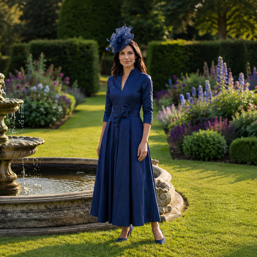 Veromia Occasions 3147 Navy Blue A Line Mother Of The Bride Dress