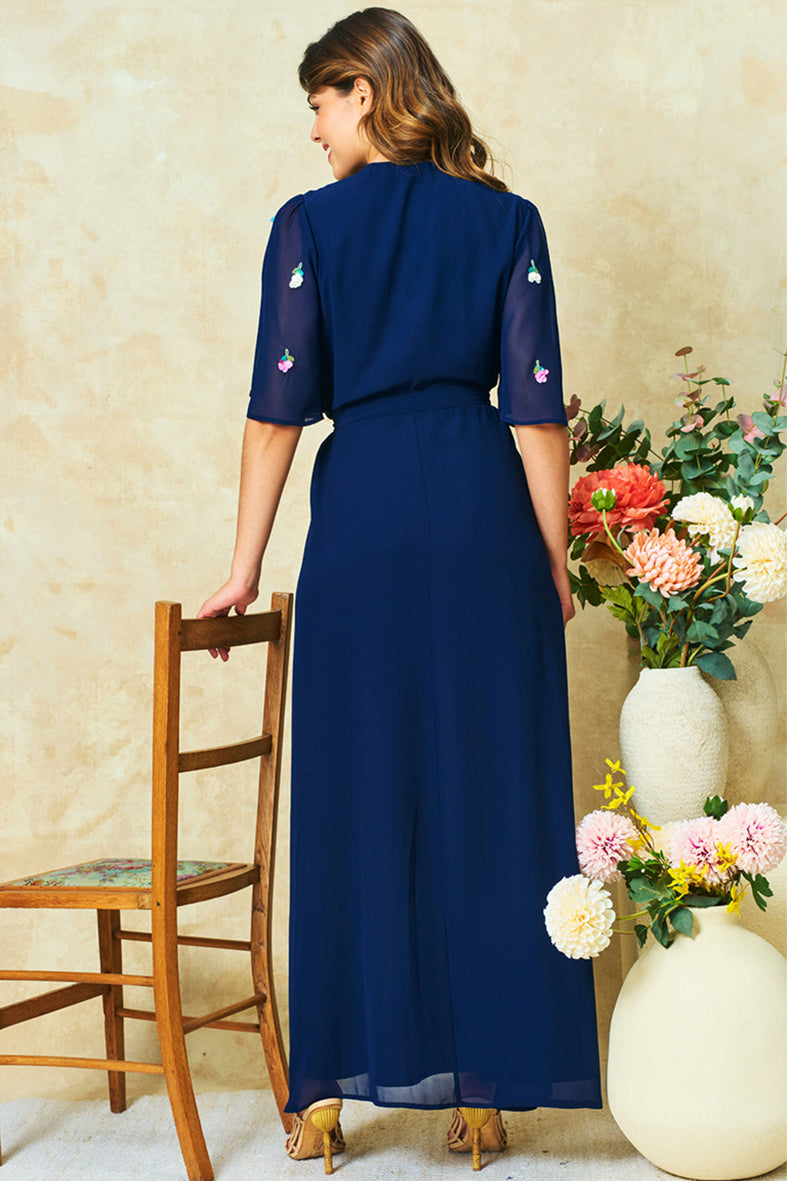 Hope & Ivy 8967 Jillian Dress Navy Dress With Tie Waist