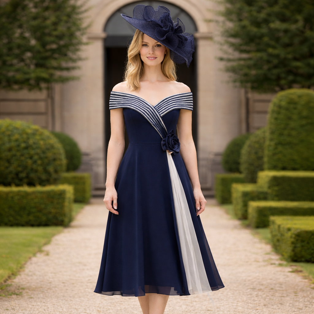 labella navy beaded mother of the bride dress