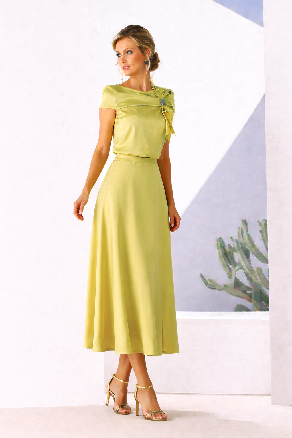 Linea Raffaelli 429 Soft Lime A Line Skirt & Bodice