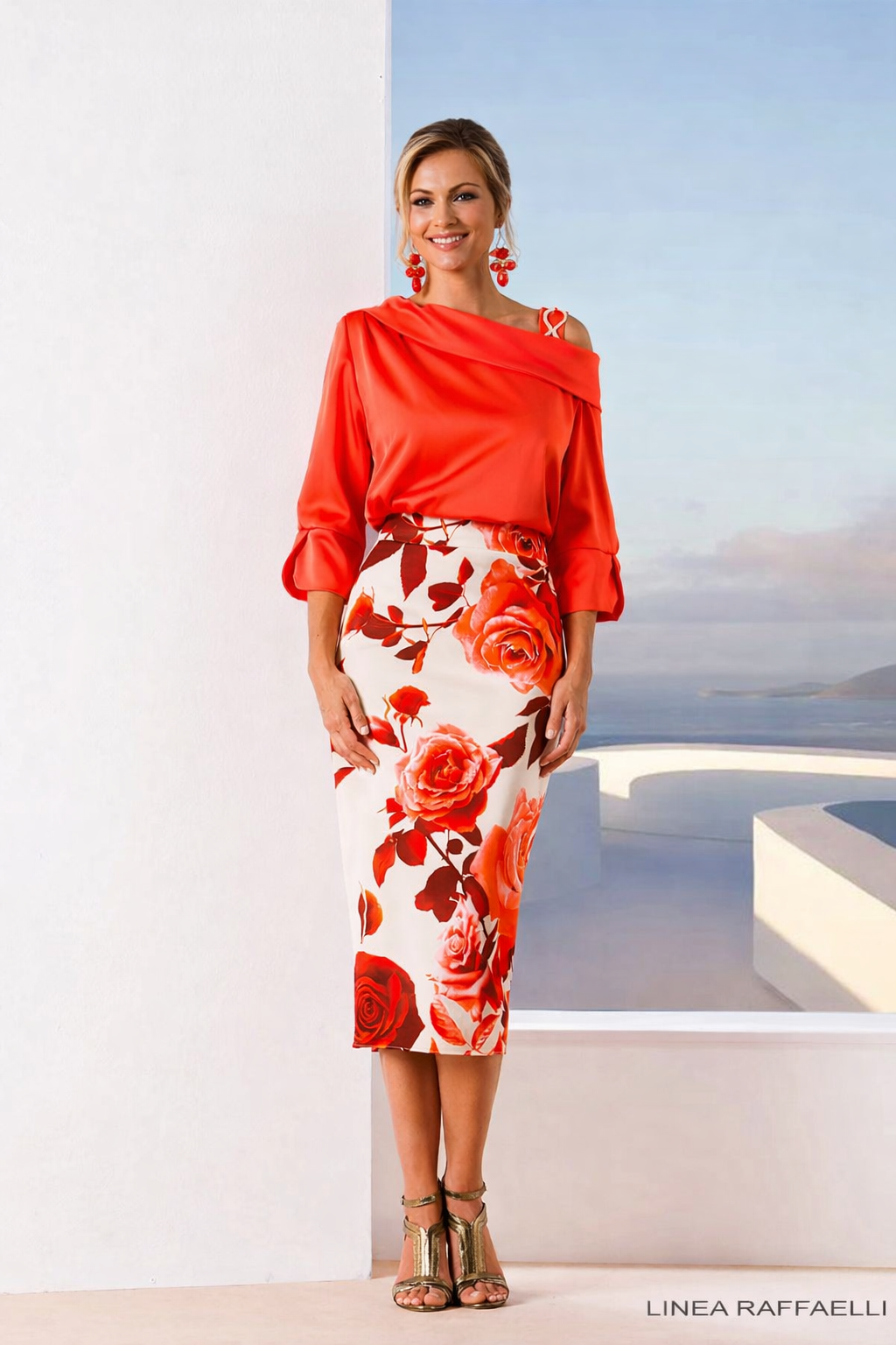 Linea Raffaelli 530/550 Orange And Red Dress & Blouse