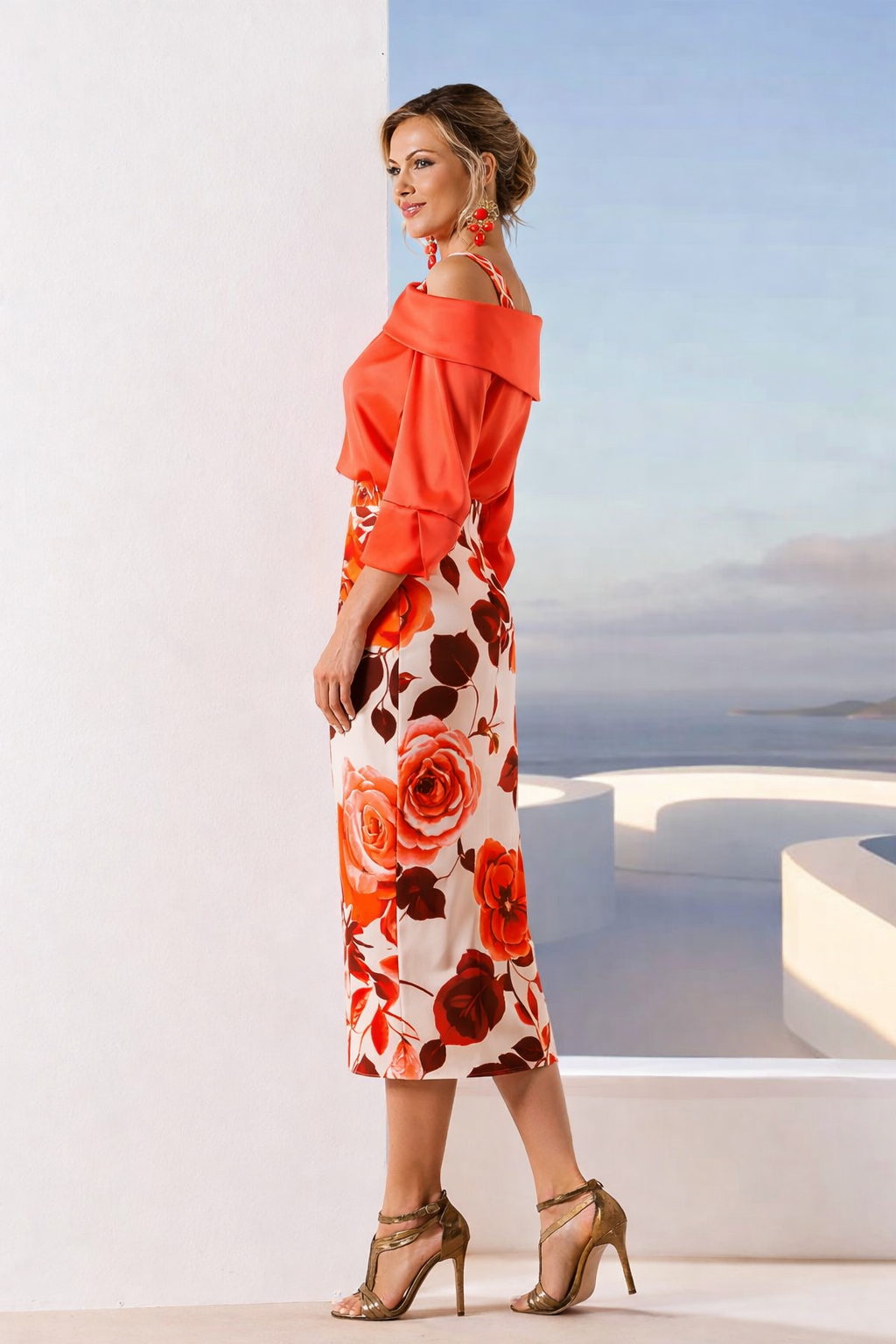 Linea Raffaelli 530/550 Orange And Red Dress & Blouse