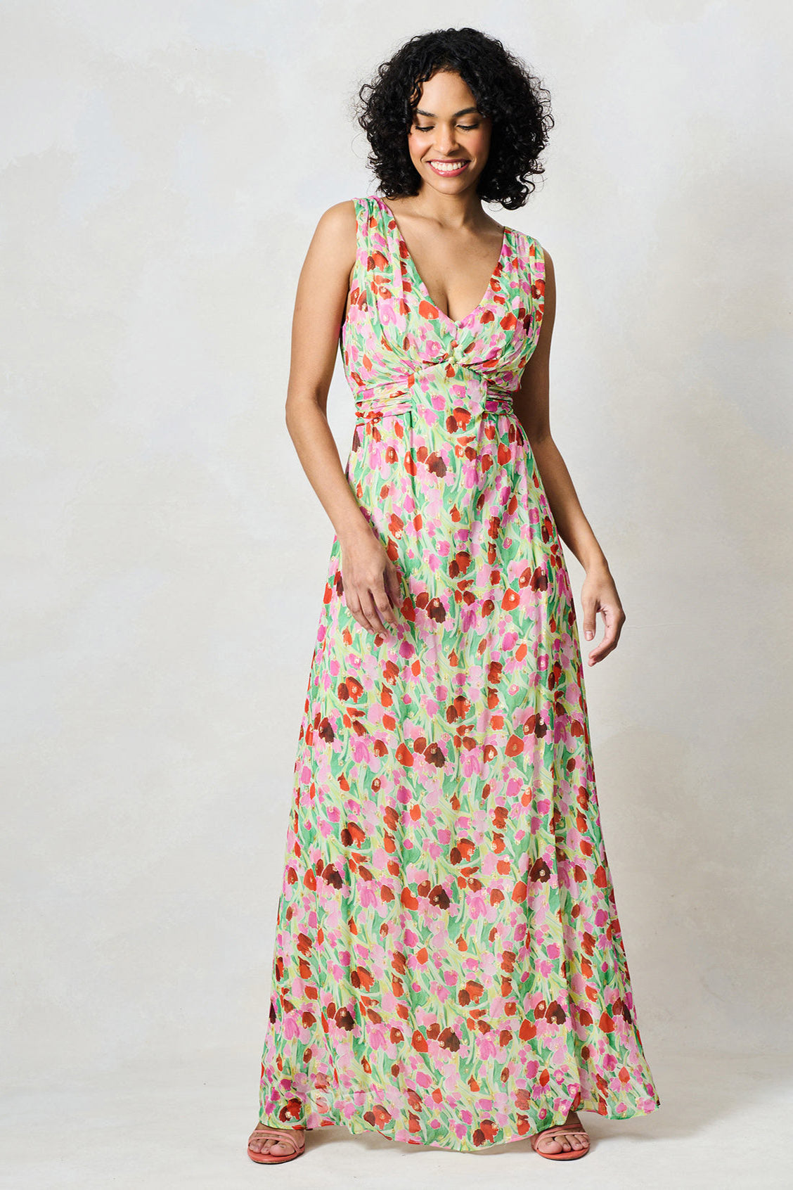 Hope & Ivy Misty Pink & Green Floral Dress