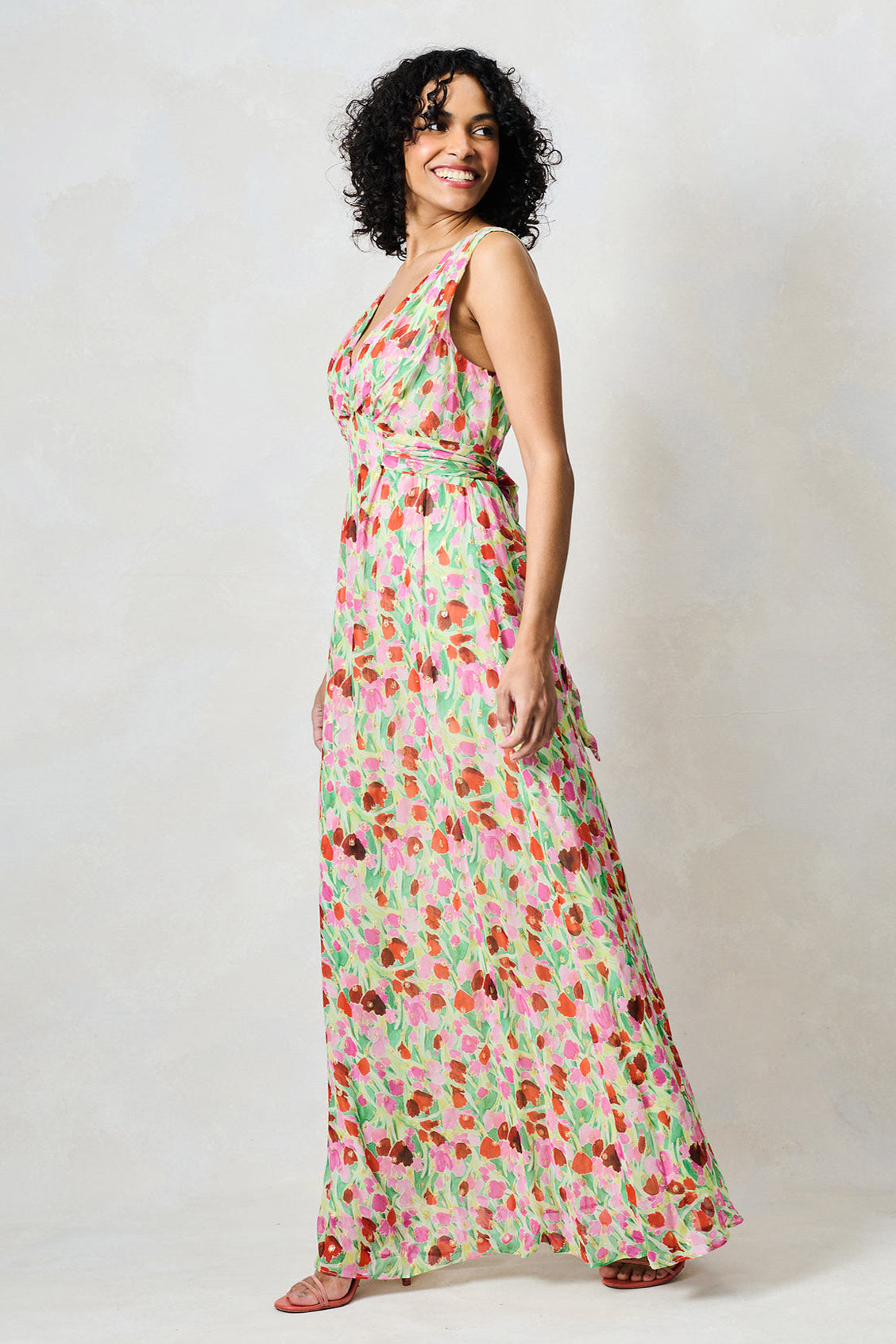 Hope & Ivy Misty Pink & Green Floral Dress