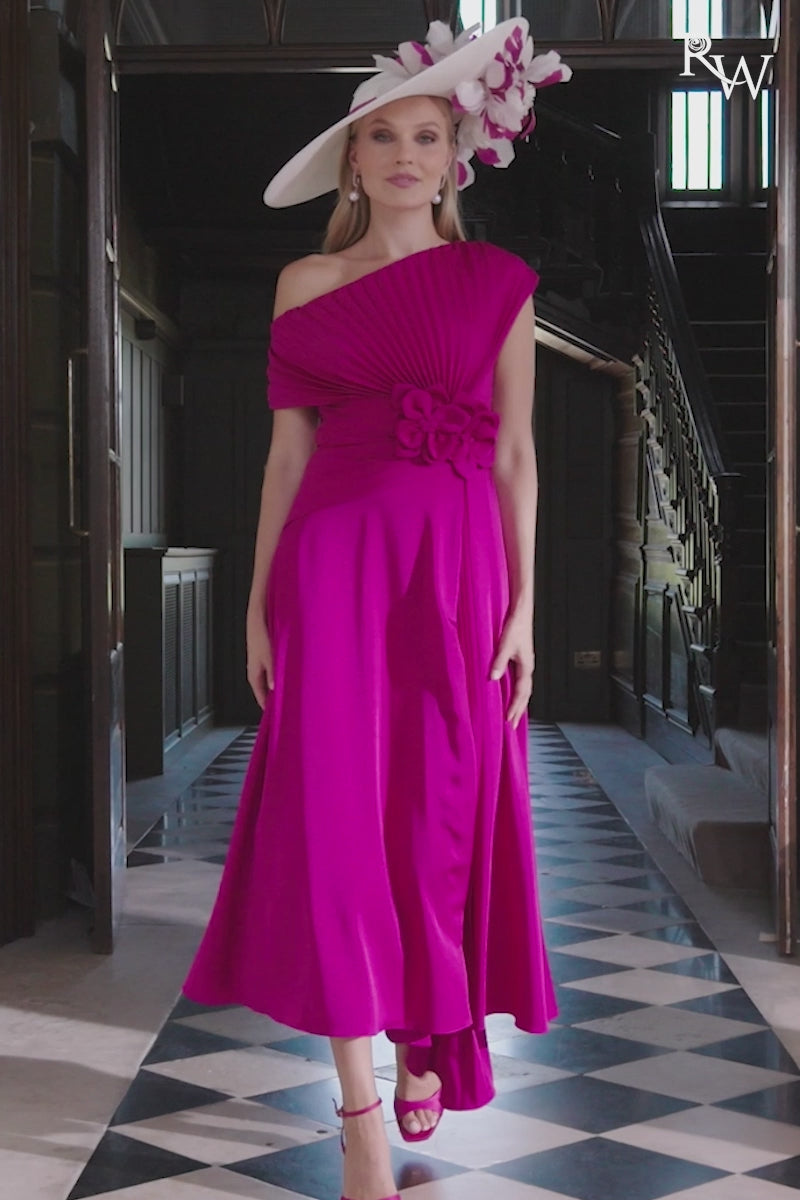 John Charles 66710 Ruby Pink A Line Midi Dress for the mother of the bride