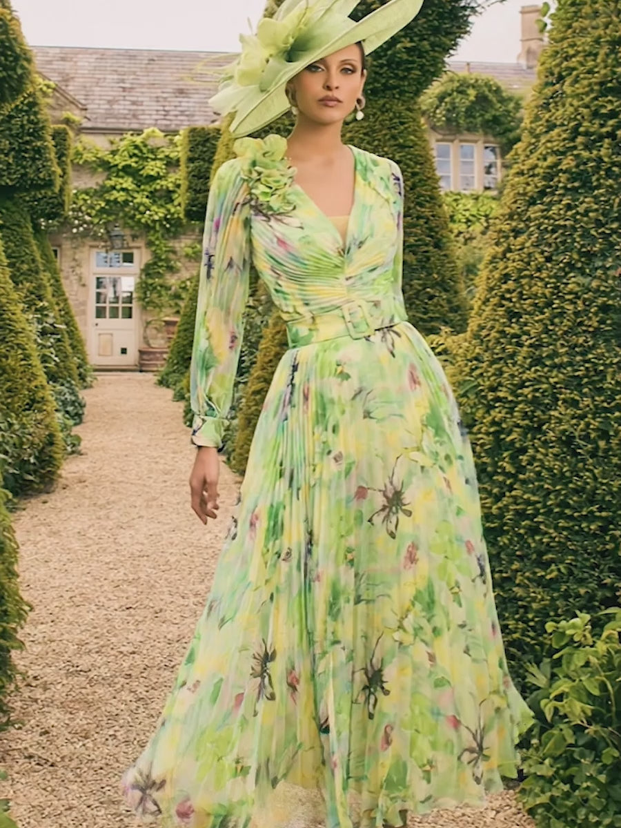 Veni Infantino 992770 Lime Floral Chiffon mother of the bride dress 