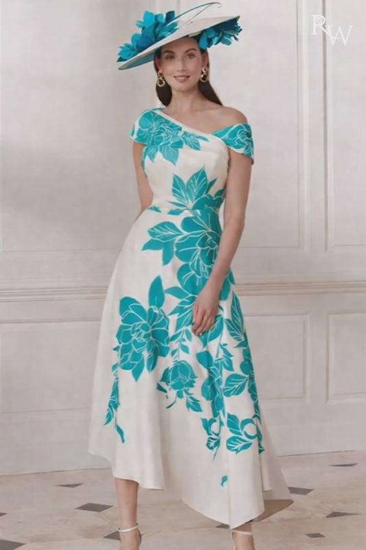 John Charles 66770 Ivory Peacock A Line Dress