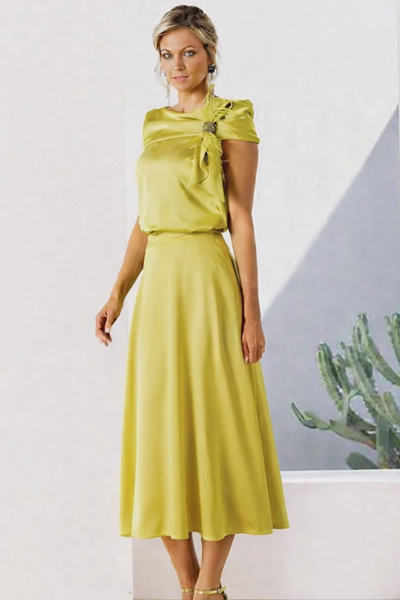 Linea Raffaelli 429 Soft Lime A Line Skirt & Bodice