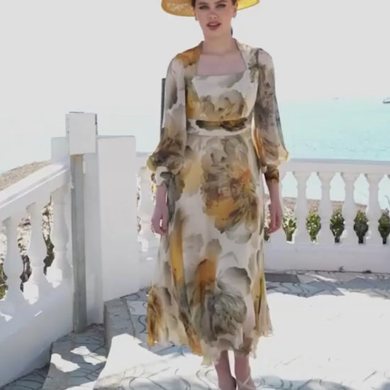Sonia Peña 0002 Amber Patterned A Line mother of the bride dress
