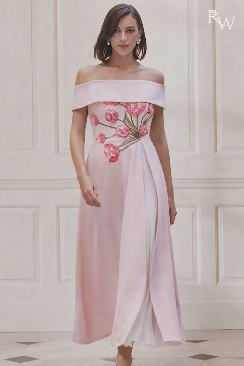 John Charles 66714 Pink Floral Pattern A Line Dress for the mother of the bride